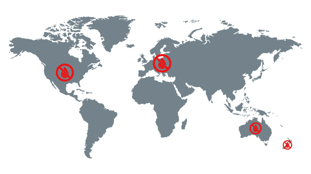 Global map of where FD&C Red No. 3 is banned. 